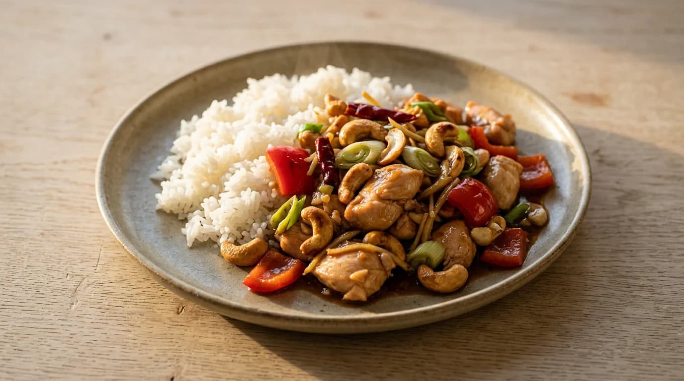 Cashew chicken with jasmine rice