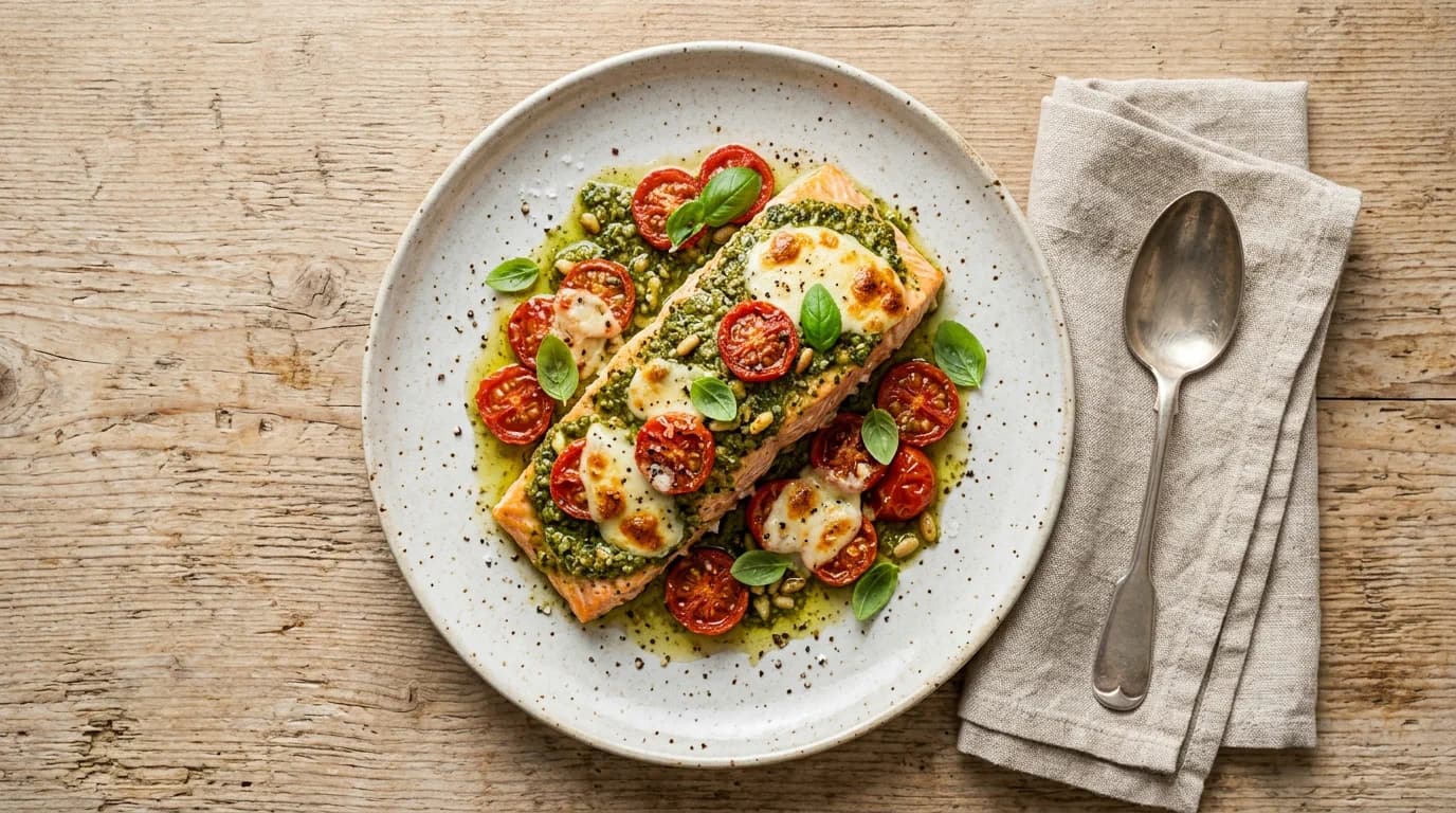 Italiensk Pesto- lax med Tomat & Mozzarella