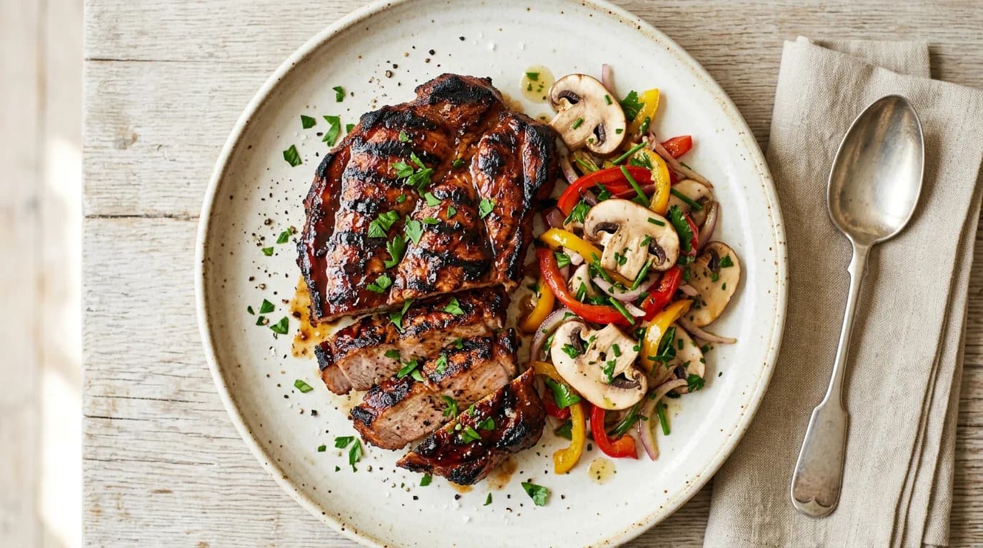 Grillad Kansas City Fläskkarré med Champinjonsallad