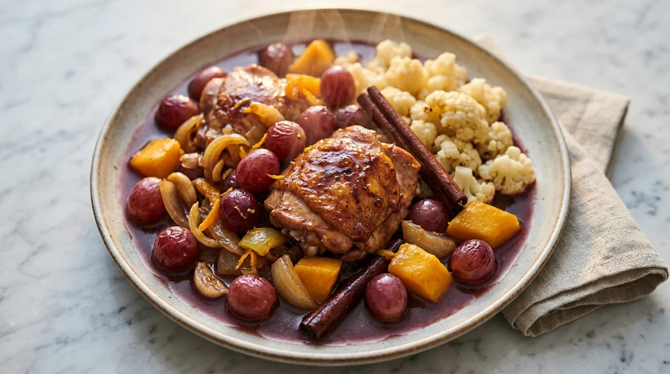 Andalusisk Kyckling Sangria med Druvor och Mango