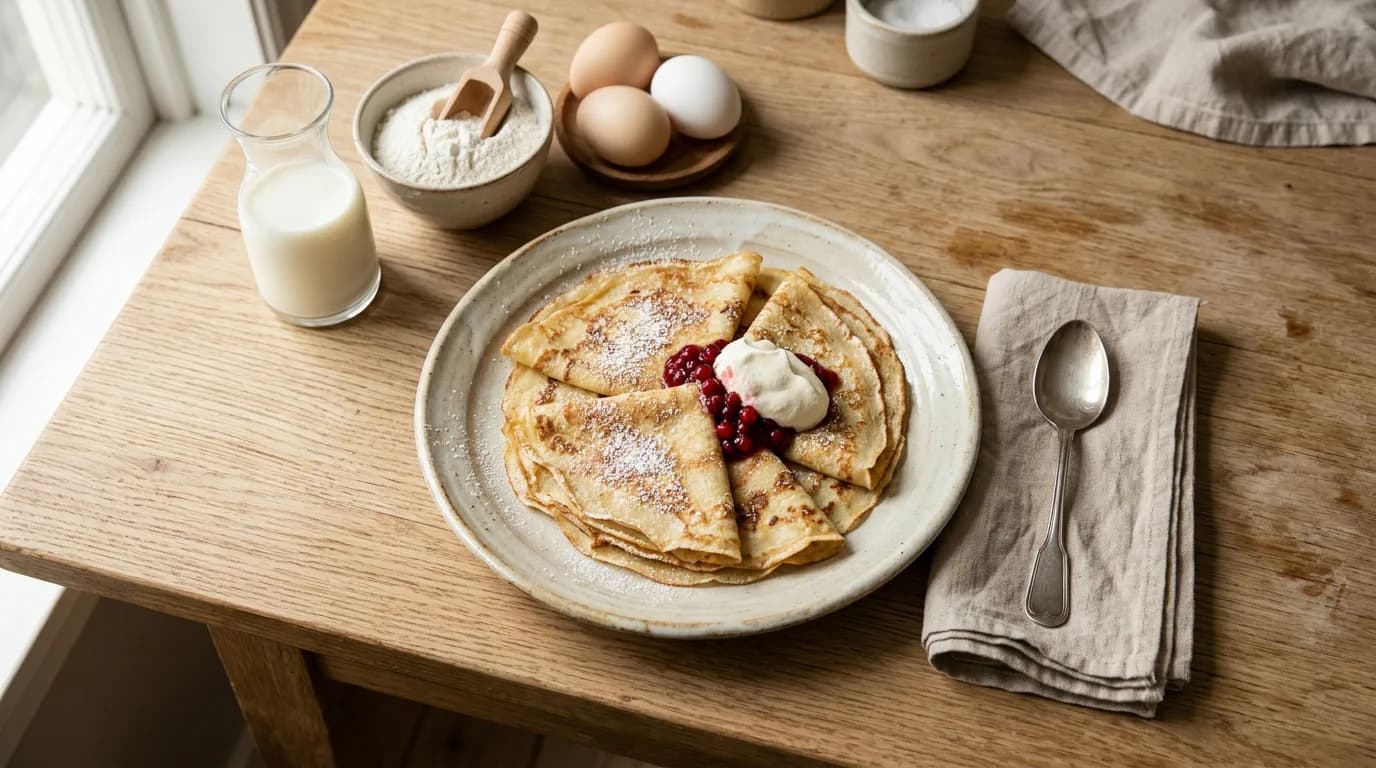 Klassiska tunna pannkakor på 8 dl mjölk