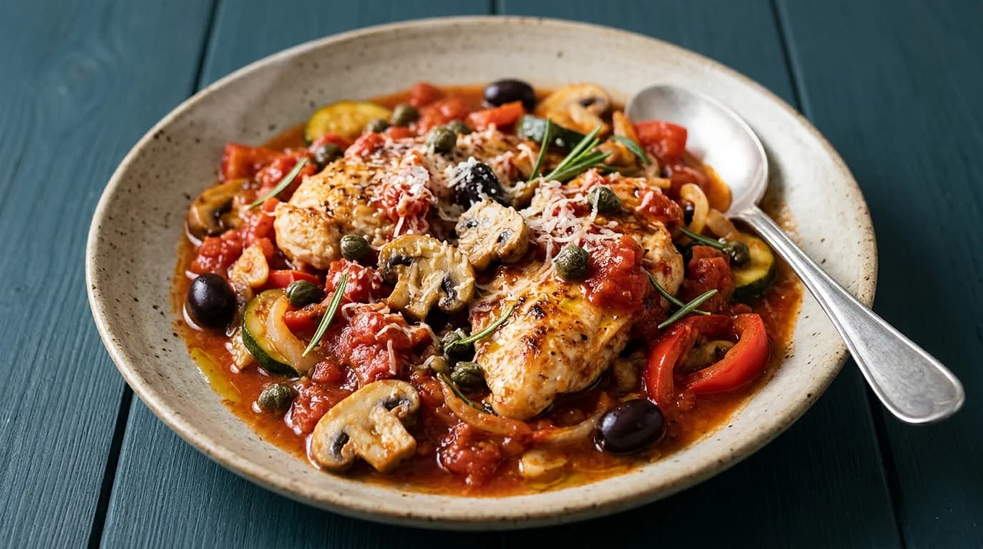 Italiensk kyckling cacciatore med svamp och paprika