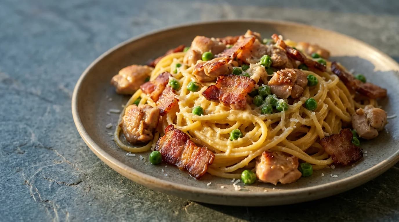 Pasta carbonara med extra mycket pancetta