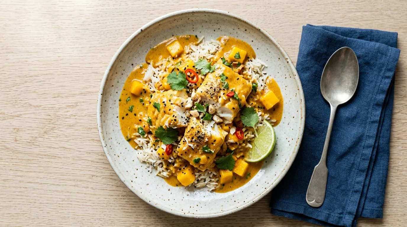 Krämig Indisk Curry Mango-Torsk