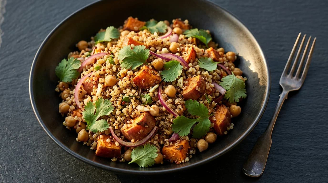 Mexikansk quinoa- och sötpotatisbowl med rostad spiskummin