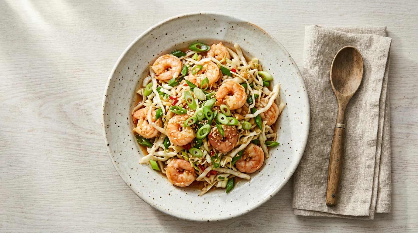 Koreansk Padak-räkröra med salladslök och vitkål