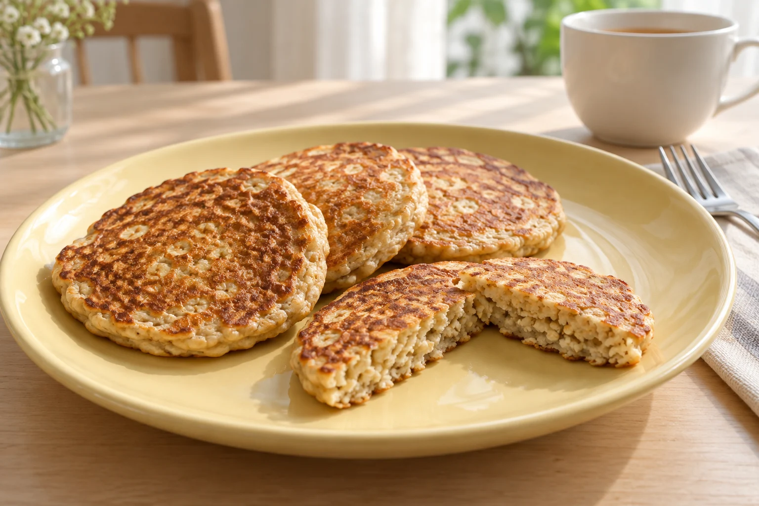 Små havrepannkakor med ägg och kvarg från lördagens frukost i exempelmenyn